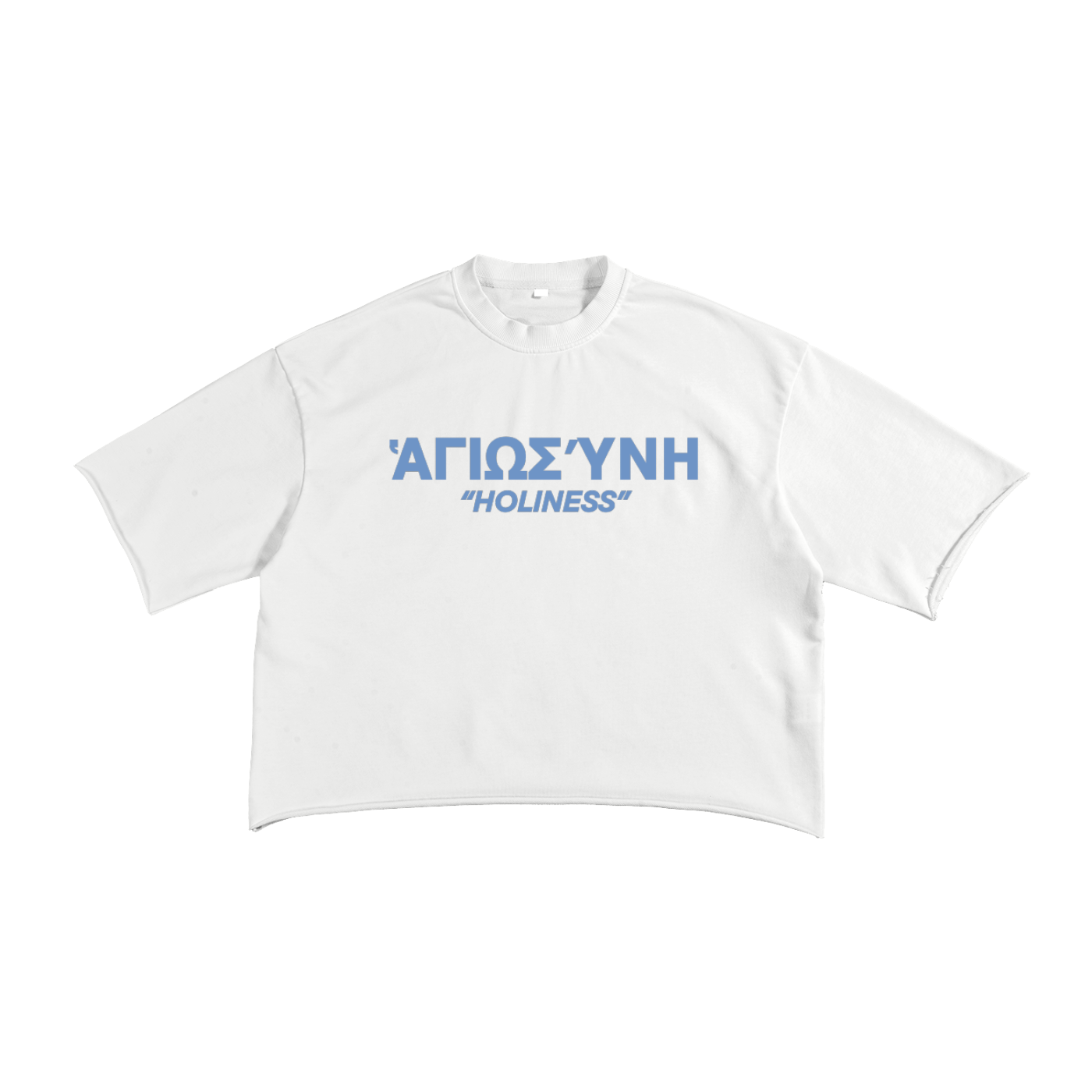 "HOLINESS" RAW EDGE CROPPED TEE - WHITE